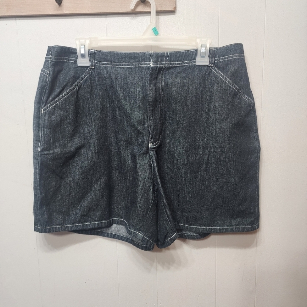 Liz Claiborne Dark‎ Blue Jean Shorts Size 16 Casual Summer Denim Plus Size C411